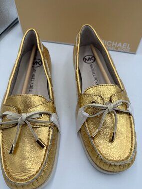 Michael Kors Blair Moc Loafers Women's 8.5M Gold Metallic New In Box. Stunning!